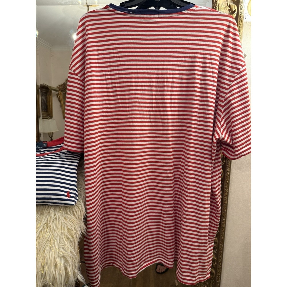 Polo Ralph Lauren 3XB Blue White & Red 3XLT Striped Short Sleeve Crewneck Tee - Picture 9 of 16